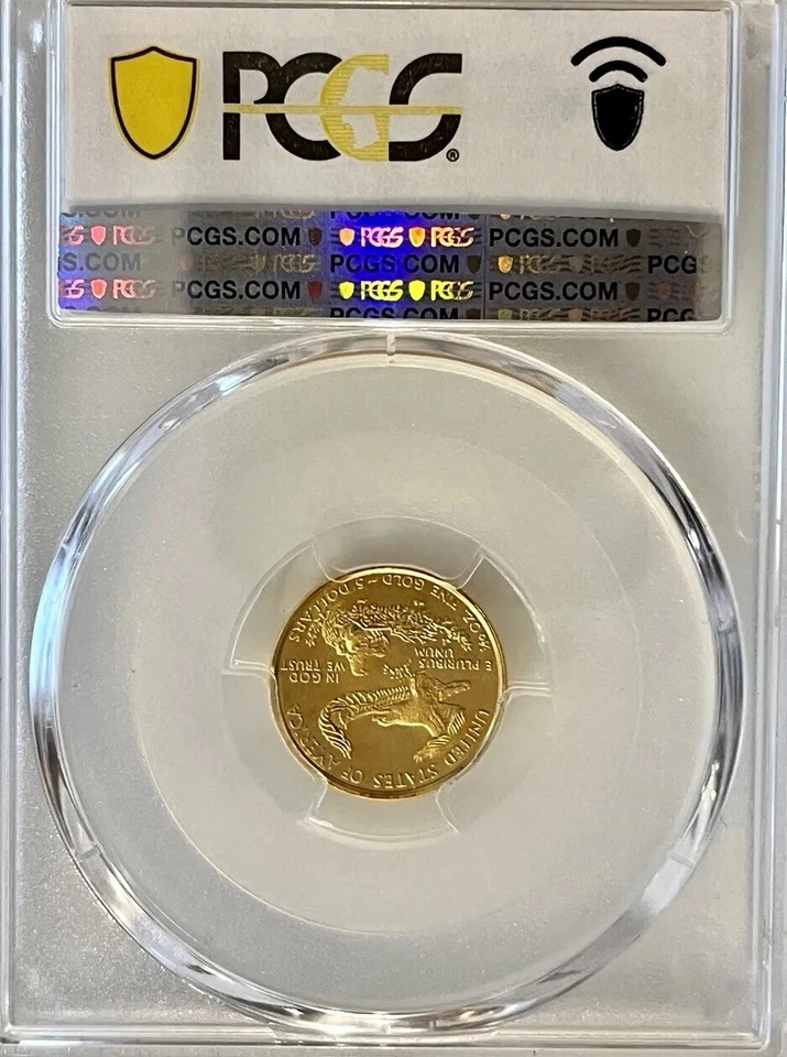 1999 W $5 Gold American Eagle MS 68 PCGS, “Unfinished Proof Dies”! FS-401 1/10oz - Image 2 of 4