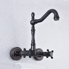 Wall Mount Black Oil Rubbed Brass Bathroom Sink Faucet Kitchen Mixer Tap fsf740