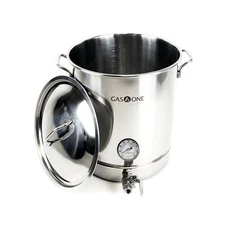 GasOne 10 Gallon Stainless Steel Home Brew Kettle Pot Pre Drilled 4 PC Set 40