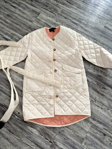 NWT J.Crew Women's Small Ivory Peach Reversible Belted Puffer Jacket Coat $268 - Picture 10 of 18