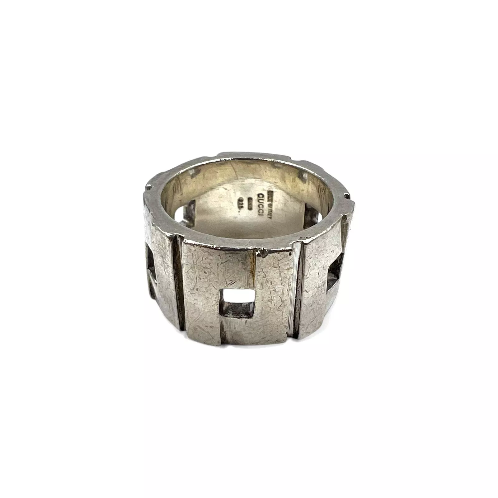 Bague moderniste GUCCI bague en argent taille US #7,5 8 ARGENT 925 fabriquée en Italie