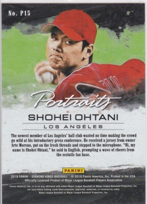 SHOHEI OHTANI ROOKIE CARD 2018 Diamond Kings PORTRAITS INSERT RC 