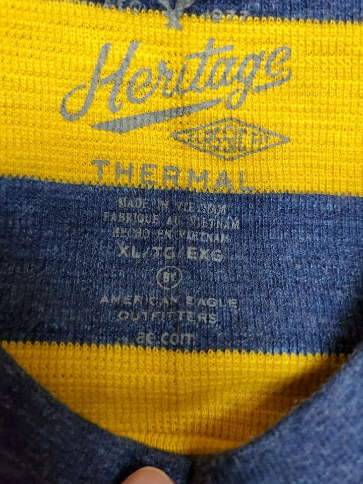 American Eagle Outfitters Mens Shirt Size XL X Large Blue Yellow Striped - Image 2 of 4