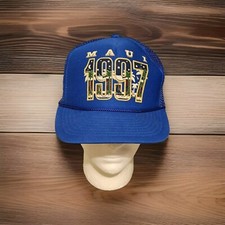 Vintage 90s Hawaii Maui Trucker Snapback Hat Nissin Cap Rope Blue 1997