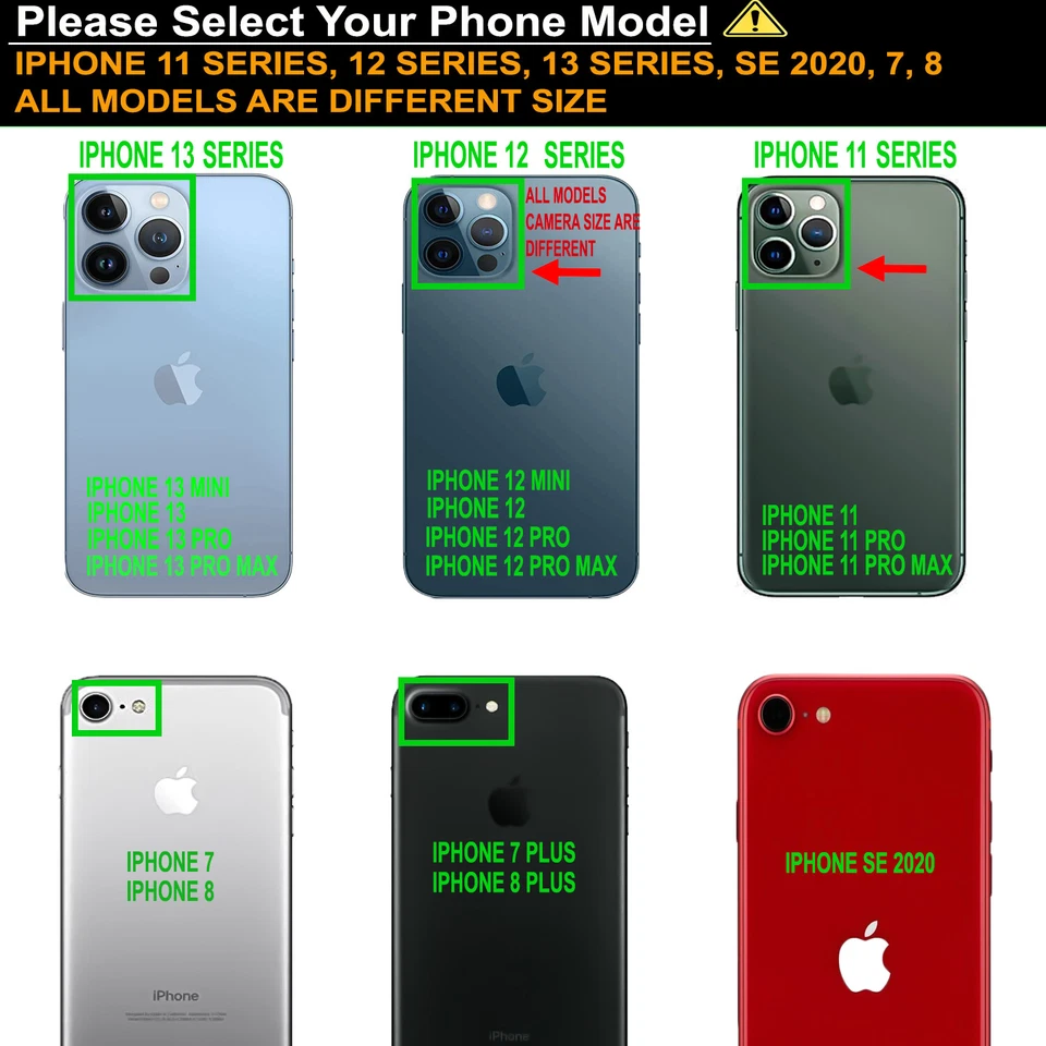 For iPhone 12 11 Pro Max Mini 8 7 Plus SE 2020 Case Phone Cover + Tempered Glass - Image 2 of 4