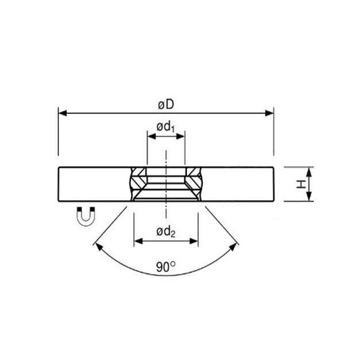 Magnetic system neodymium rubberized Ø 43 mm - Ø 88 mm sinkhole, lasts up to 55 kg - Picture 2 of 9