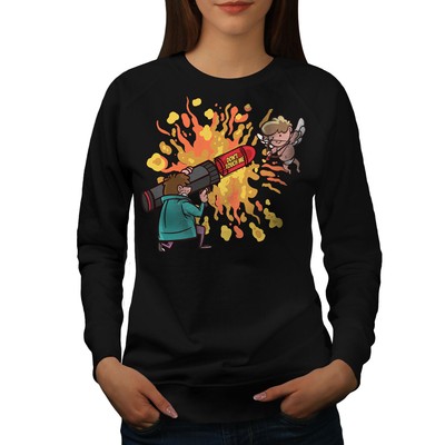 Wellcoda Don�T Touch Me Cupid And Bazooka Cartoon Womens Sweatshirt