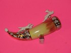 Vtg. 60's Ukraine Hand Decorated Ceramic Horn Hunting Chase Scene 7.5" long — photo 8