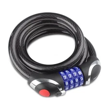 PRO IRON BIKE BICYCLE SECURITY CABLE LOCK W/ LED LIGHT COMBO COMBINATION LOCKING