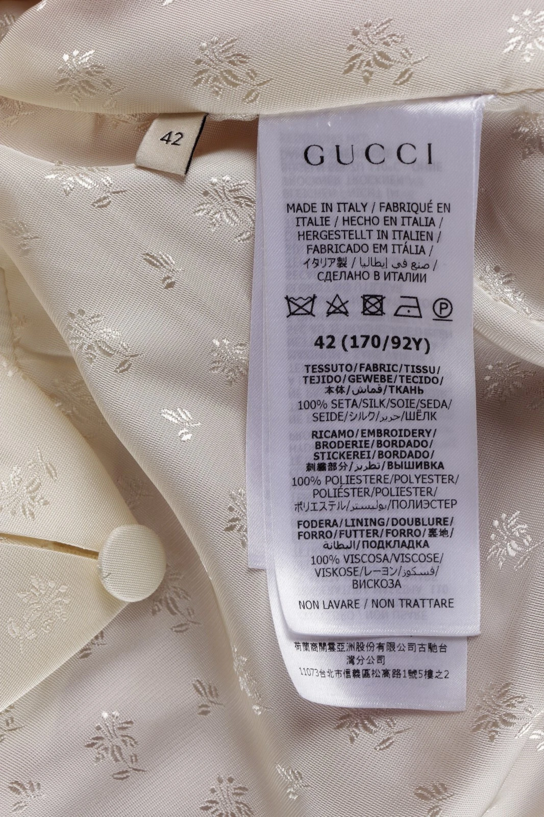 Giacca corta donna Gucci seta rosa monogramma taglia IT42