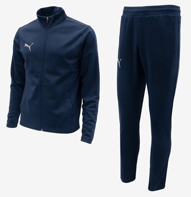 Puma Men Team Track ASIA SP Suit Set Navy Run Jacket Pants GYM