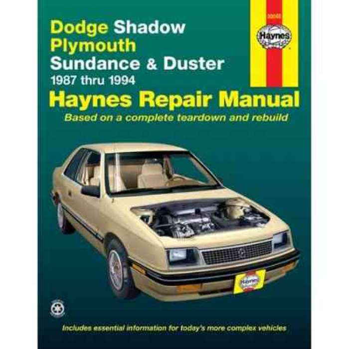 Manual Dodge Shadow Plymouth Sundance Duster 1987-1994 Haynes Workshop Service