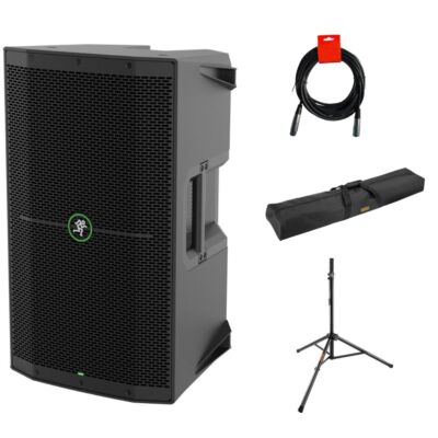 Mackie 210XT Speaker w/ Auray Speaker STND, Auray Speaker STND, XLR Cable Bundle