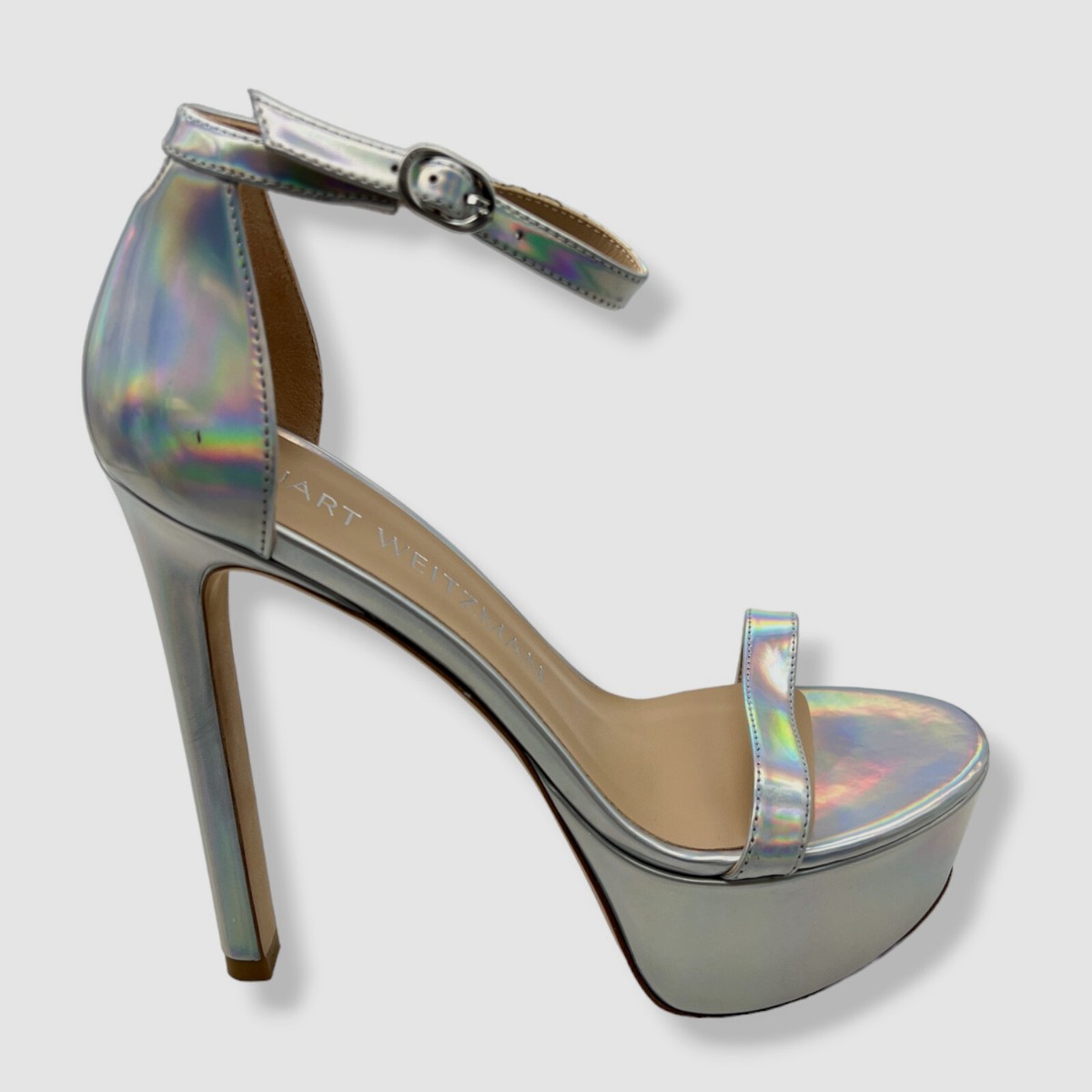 $495 Stuart Weitzman Women's Silver Nudist Hollywood