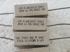 LOT 5 DALE 9302 200 Ohm 200  5W 5WATT 5 AXIAL WIRE WOUND CERAMIC RESISTOR