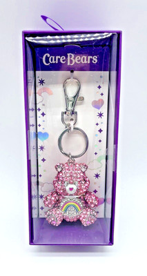 Care Bears Cheer Pave Rhinestone Bling Keychain Bag Charm NIB