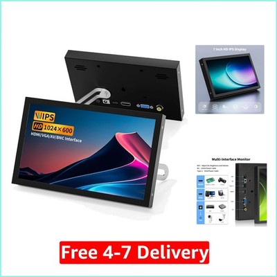 7-Inch Portable HDMI Monitor with 1024x600, Built-in Speakers & Versatile Inputs