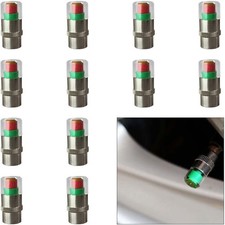 12PCS Car Tire Pressure Monitor Valve Stem Caps, 3-Color Eye Alert Valve Stem Ca