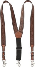 Nocona Belt Co. Mens Tooled Floral Embossed Leather Suspenders