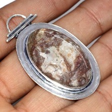 925 Silver Plated Classic Mexican Laguna Lace Pendant Gemstone 2" GW