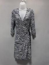 Express Zebra Print Wrap Dress Black & White Midi Dress Women’s Size Small NWT