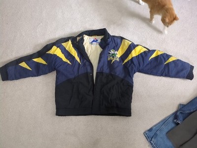 Vtg APEX ONE Notre Dame Fighting Irish Jacket Mens L G Blue Yellow sharktooth
