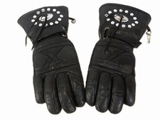 Black Leather Motorcycle Men's Gloves, 12", Size Small, Thermal Insulation,