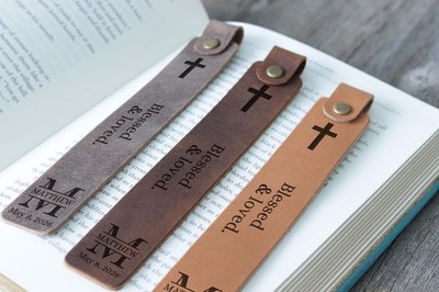Personalized Baptism Bookmark for Him Custom Cross Gift Religious Keepsake