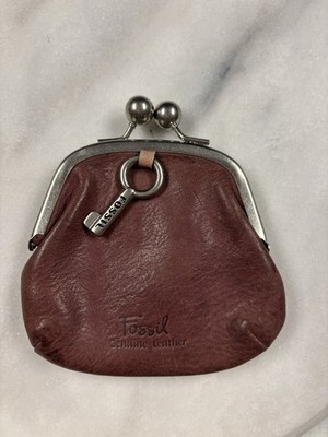 FOTUSフェトウス 1999SS symbol mark coin purse Fossil Brown Coin Wallet Bird Applique Kisslock Closure Women