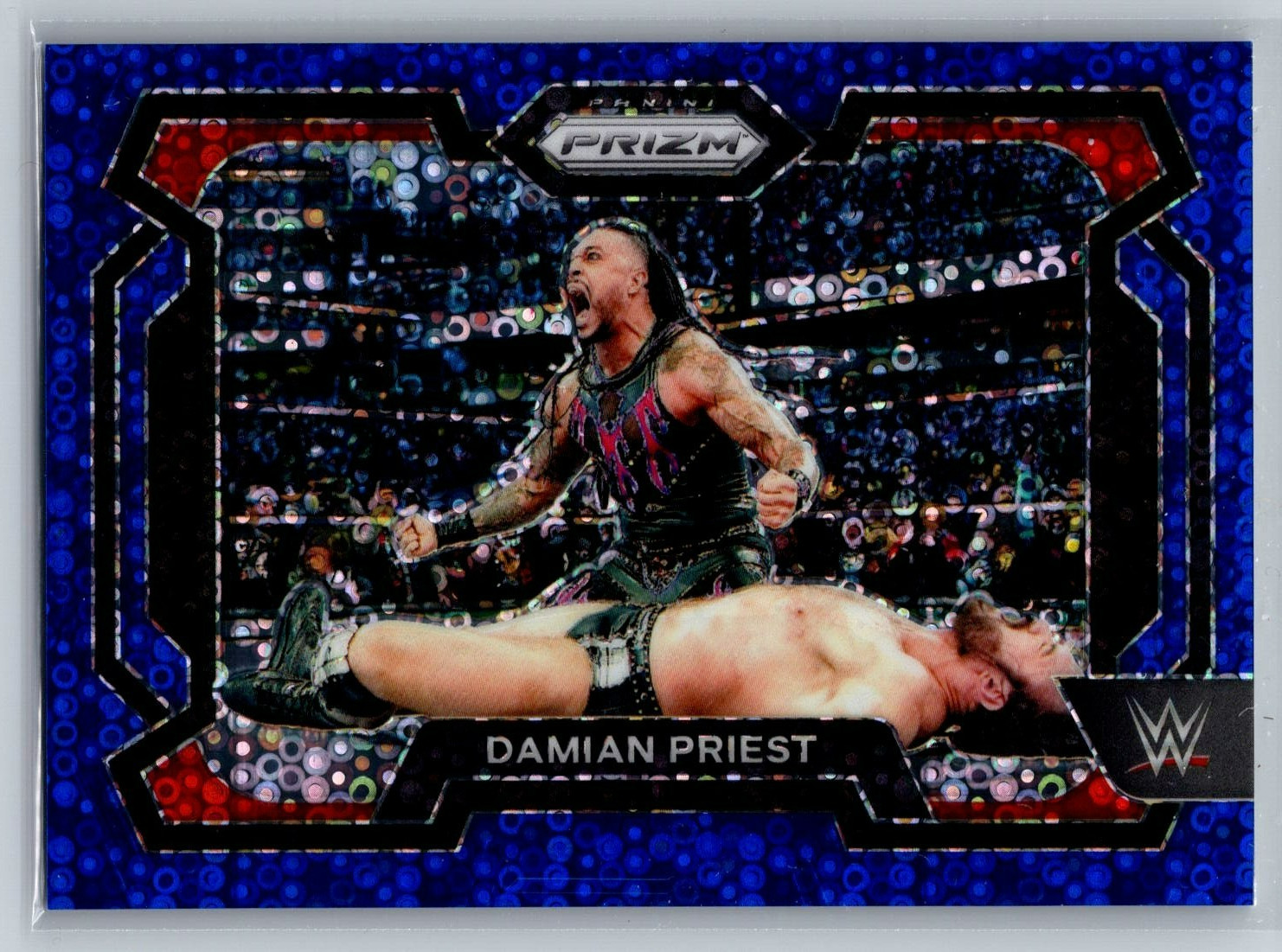 2024 Panini Prizm WWE Blue Under Card Disco Prizm /25 Damian Priest #58