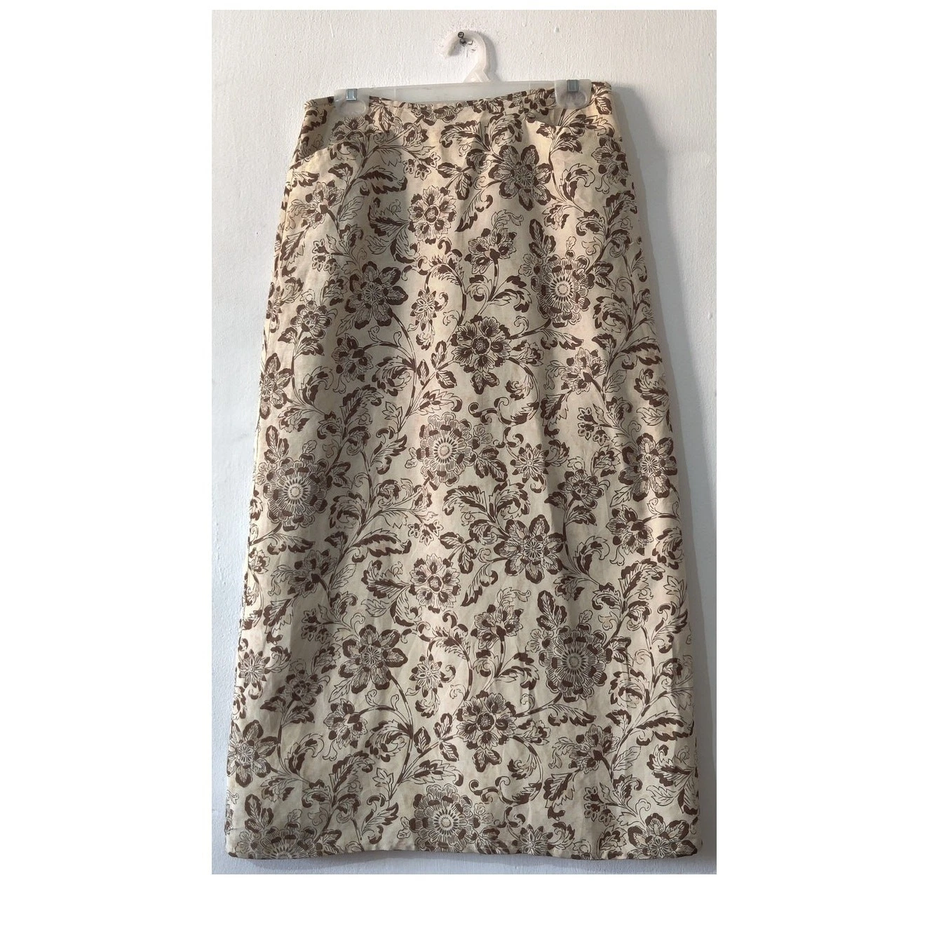 Sundance Silk Linen Blend Maxi Skirt Size 8 Floral Cottagecore Pockets Lined