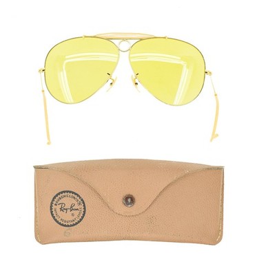 EXCELLENT VTG B&L Ray-Ban Shooter Aviator Sunglasses w/ Kalichrome Yellow Lenses