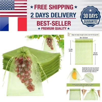 100pcs Fruit Protection Bags 8x12 inch Drawstring Mesh Pest Barrier