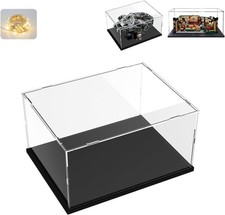 Thickened Clear Acrylic Display Case with Led Light, Black Inside 13.8x9.8x5.9in