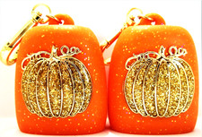 Bath Body Works POCKET BAC Holder ORANGE PUMPKIN, w/clip, Glitter, NEW x 2