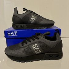 Emporio Armani Black Silver Iron Knit Trainer X8X162 - Brand New - Size 6