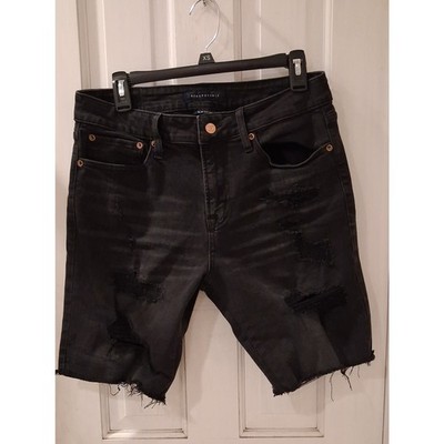 Aeropostale Men's Black Distressed Denim Jean Shorts