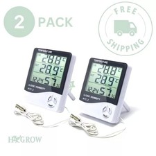 2 PACK OF  Hydroponics Grow Room Digital Thermometer Hygrometer 2 with Probe.