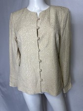 TALBOTS Blazer Jacket Pure Silk Sz 6 Fully Lined Button Up NWT Cream