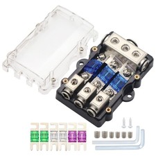 3Way Fuse Block ANL Holder Car Audio Subwoofer Amplifier Amp Fuses Box with 3...