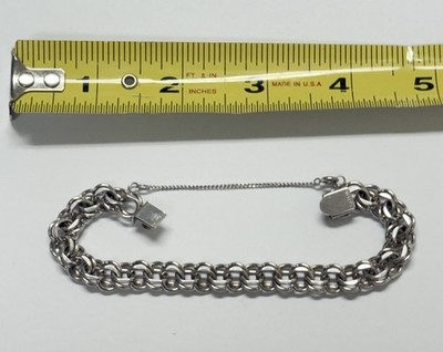 1970's STERLING SILVER Charm Bracelet w Safety Chain 19.5 GRAMS
