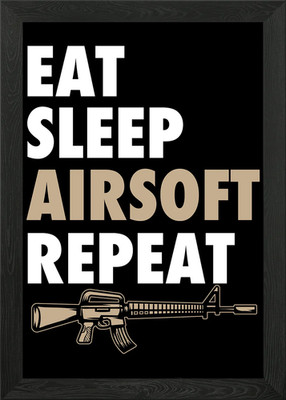 Eat Sleep Airsoft Repeat A Framed Wall Art Poster Canvas Print Picture