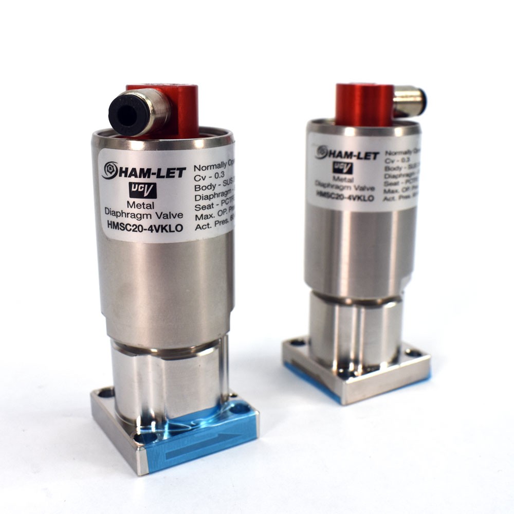 (2) Ham-Let HMSC20-4VKLO 2-Port Compact UCV Surface Mount Diaphragm Valve C-Seal
