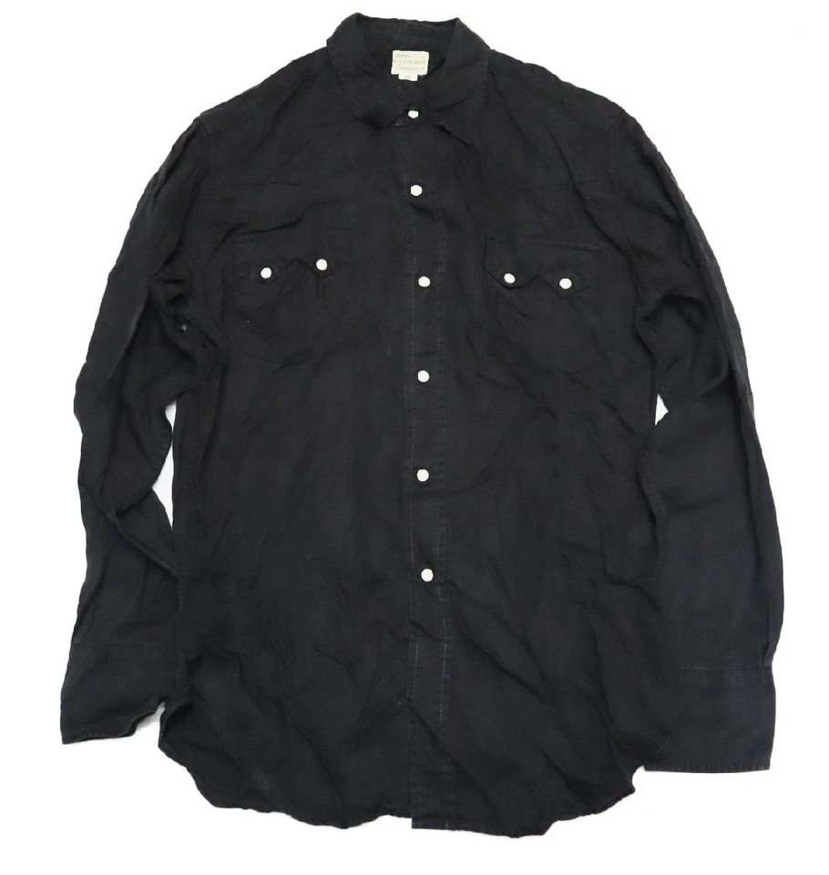 Camisa Western Ls53 Ware House Vintage Manga Larga 40 Rayón Negro Puntada de Cadena Le Foto 4 de 4
