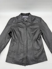Maxima Wilsons Leather Motorcycle Jacket Womens L Black Full Zip Long Sleeve