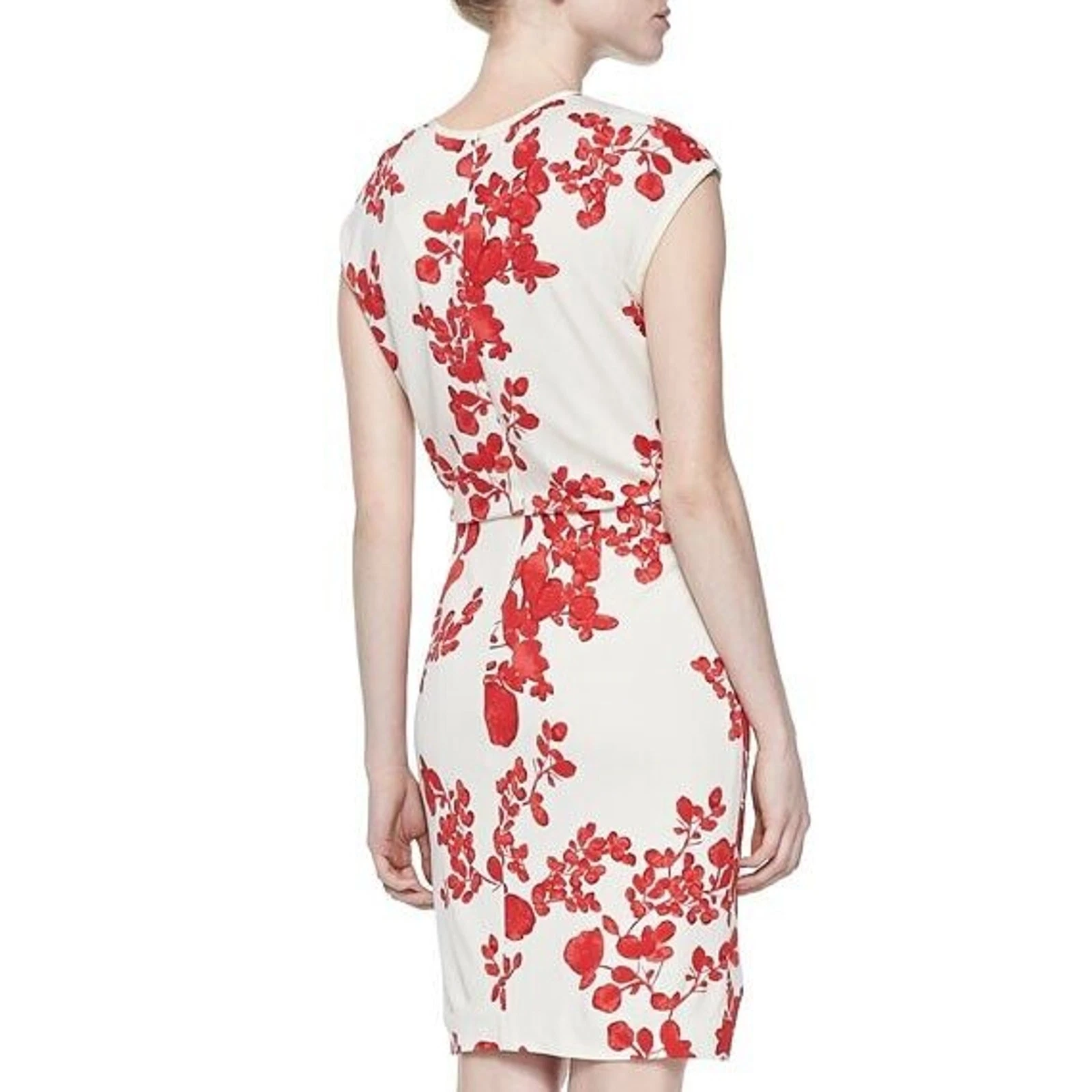 Abito Tory Burch Lydie Flora stampa a strati top matita slim girocollo taglia XS