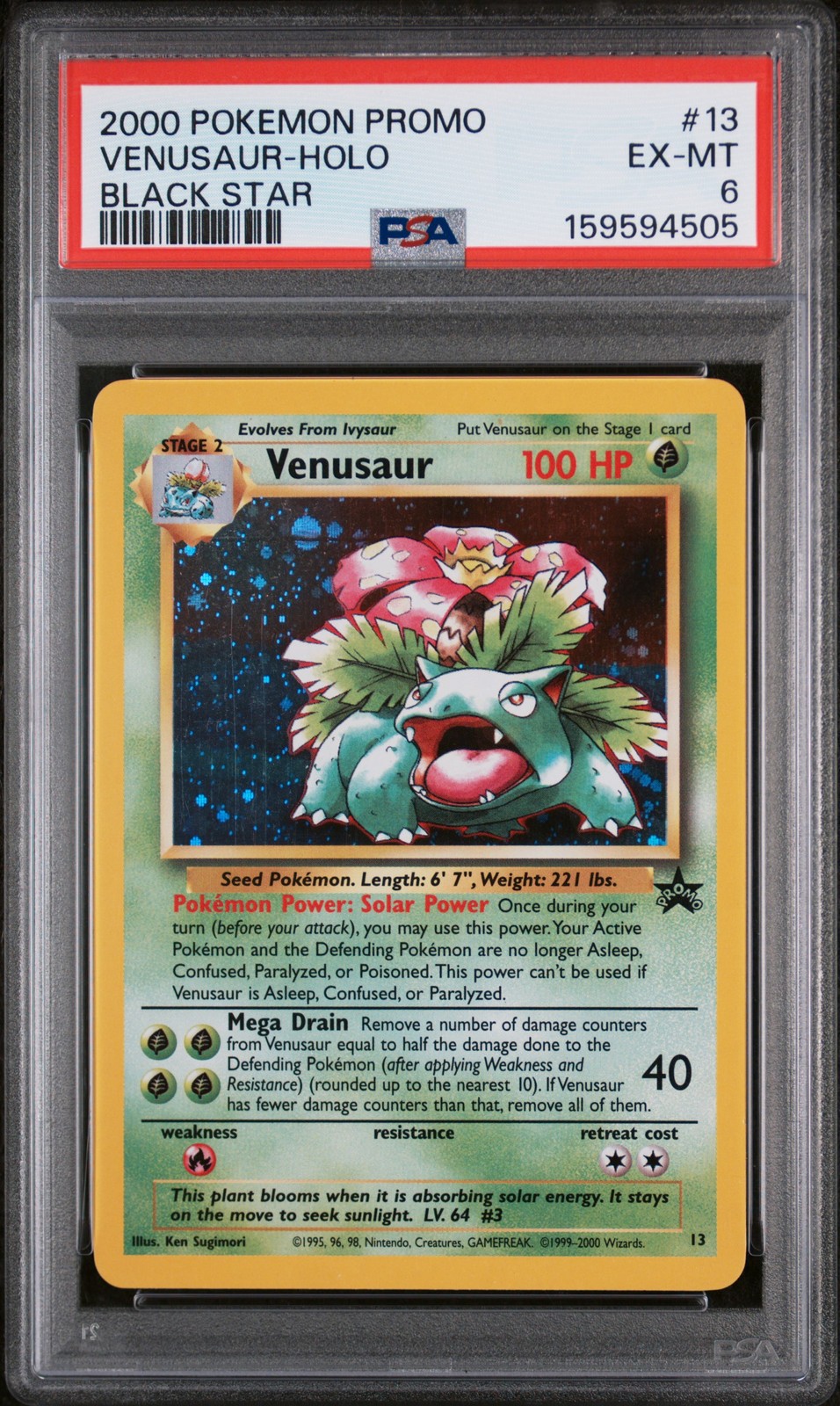 2000 POKEMON PROMO BLACK STAR #13 VENUSAUR-HOLO PSA 6