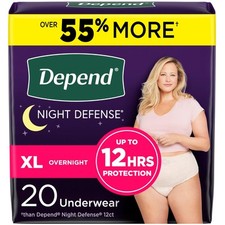 Depend Night Defense Women's Incontinence Underwear Overnight XL 20 Ct