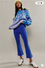NWT Free People Velvet Crop Flare Pants in "Bluing"