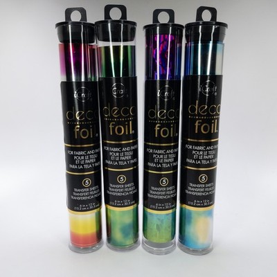 iCraft Deco Foil Transfer Sheets Lot of 4 Rainbow Watercolor 20 Sheets Total